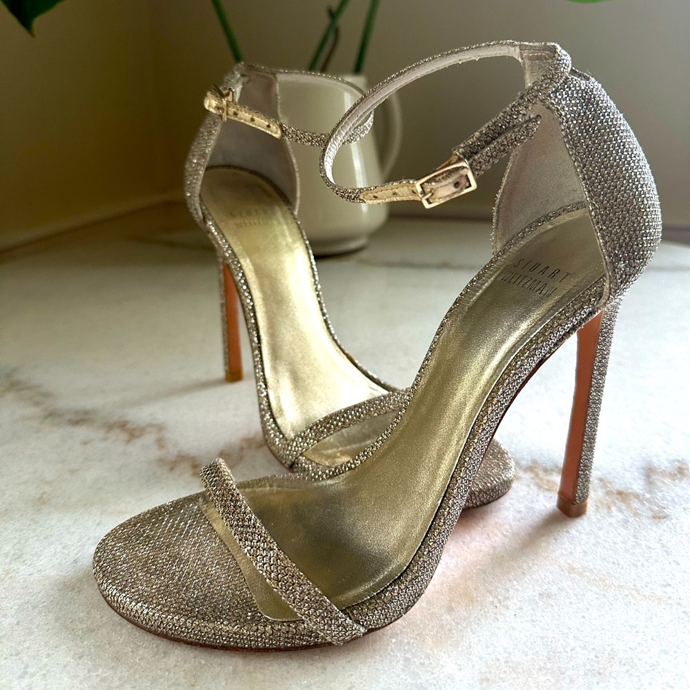 Stuart Weitzman Silver Sparkly Heels ✨